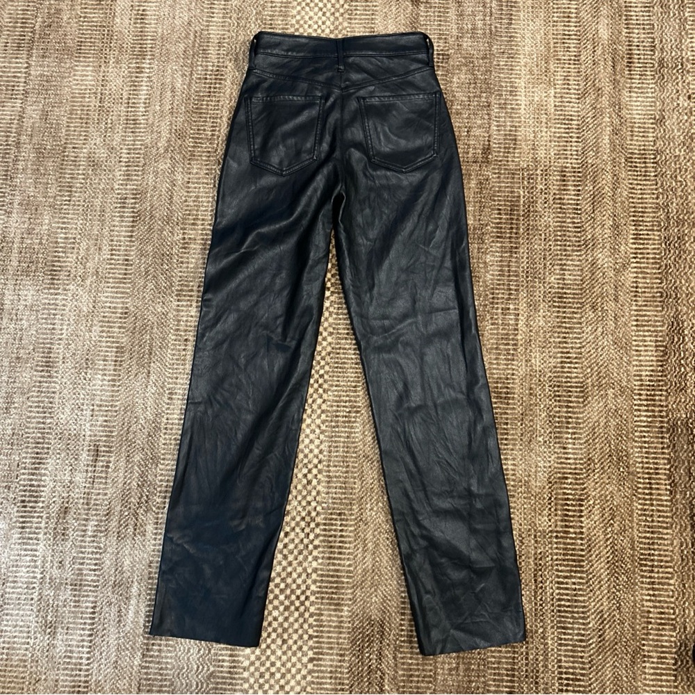 Express Size 0R Super High Waisted Faux Leather Modern Straight Pant Black